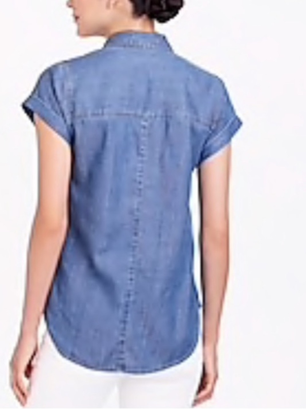 J. Crew Chambray Short-Sleeve Button Front Top - Light Blue - Picture 4 of 11